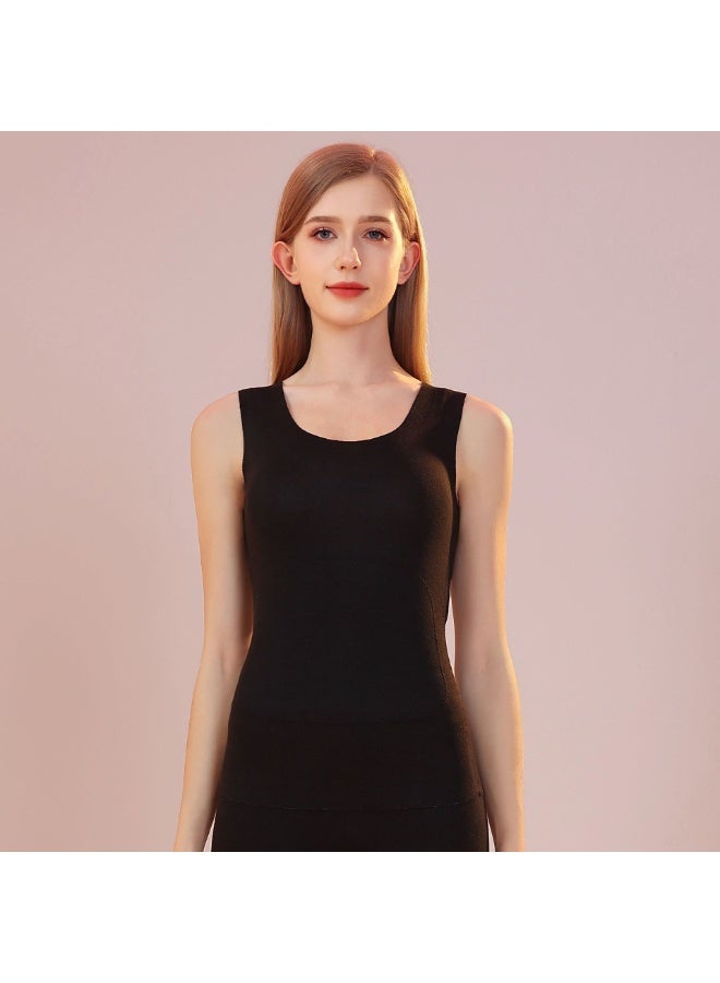 NIBEMINENT Autumn Winter Wool Silk Warm Vest Heating Thick Seamless Women Underwear T-shirt Sleeveless Tops Solid Thermal Casual Nightwear - Image 1