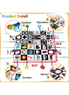 beiens beiens Baby Toys 0-6 Months, Tummy Time Crinkle Toys with Mirror, Black and White High Contrast Sensory Toys for 0-6-12-18 Months Toddler Newborn, Boy Girl Gift Set, Play Mats-4 in 1  - Image 1