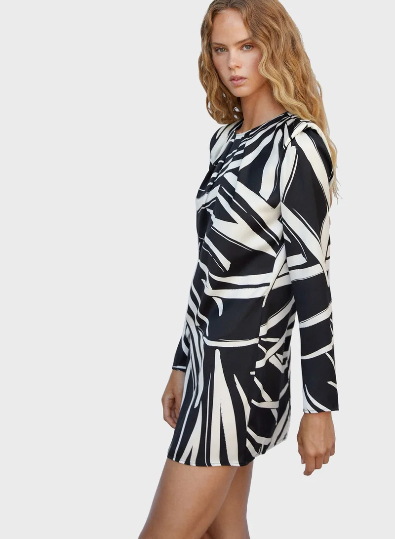MANGO Printed Knitted Dress