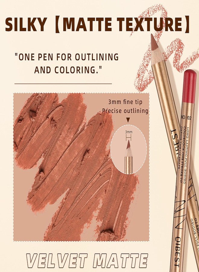 DENESTUP 12 Colors Lip Liner Set, Brown Pink Red Series Lip Liners, Plump Nude Lip Shape No Smudge Longwear Smooth Lip Pen Waterproof Lipstick High Pigmented Natural Lip Makeup Pencil - Image 2