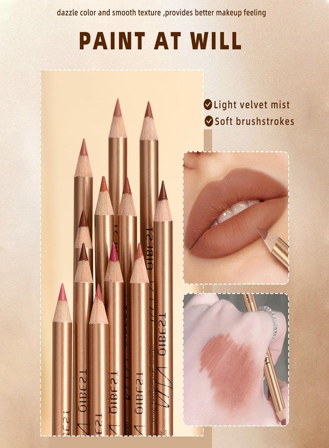 DENESTUP 12 Colors Lip Liner Set, Brown Pink Red Series Lip Liners, Plump Nude Lip Shape No Smudge Longwear Smooth Lip Pen Waterproof Lipstick High Pigmented Natural Lip Makeup Pencil - Image 3
