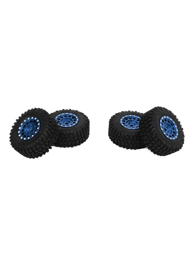 Thoraya 4pcs RC Tire and Wheels Set Aluminum Alloy Rims Hub Rubber Tires for TRAXXAS 1/18 for Axial SCX24 1/24 RC Car Blue  - Image 2