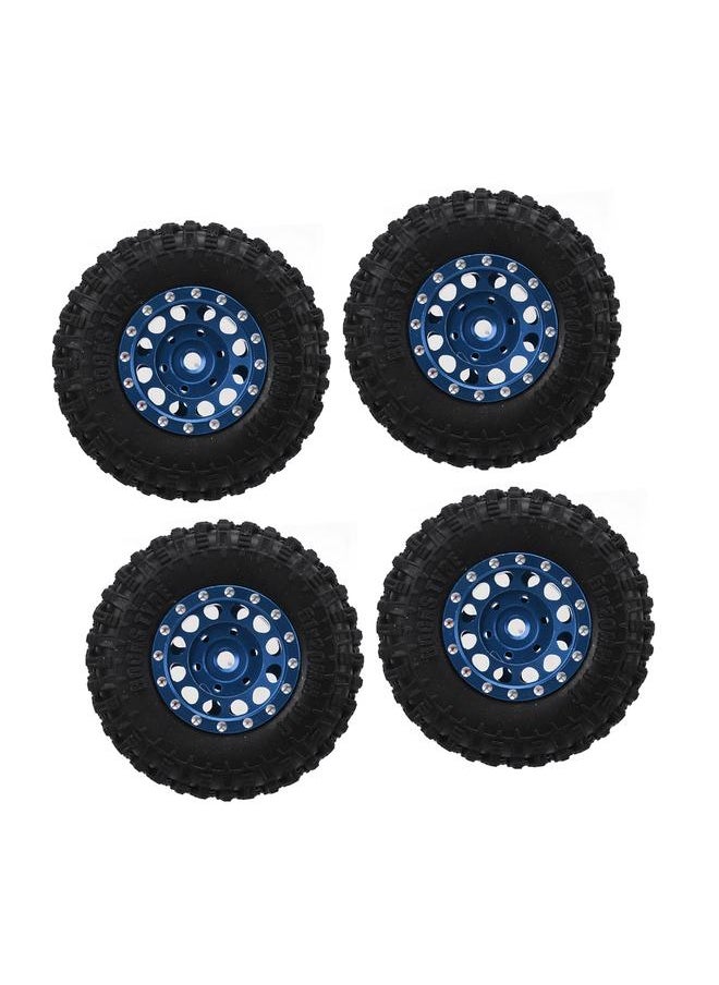 Thoraya 4pcs RC Tire and Wheels Set Aluminum Alloy Rims Hub Rubber Tires for TRAXXAS 1/18 for Axial SCX24 1/24 RC Car Blue  - Image 5