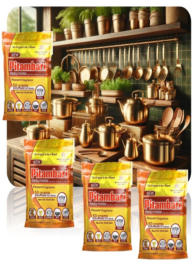 Pitambari Shining Powder for brass,copper and aluminium articles,Dishwashing Detergent(4x50gms=200gms) - Image 1
