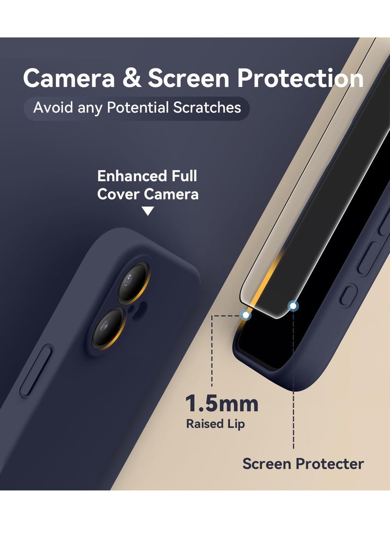 ELTRAZONE Midnight Blue Silicone Case for iPhone 16 [Camera Protection], MagSafe Compatible, Anti-Scratch Microfiber Lining, Includes 2 Screen Protectors - Image 3