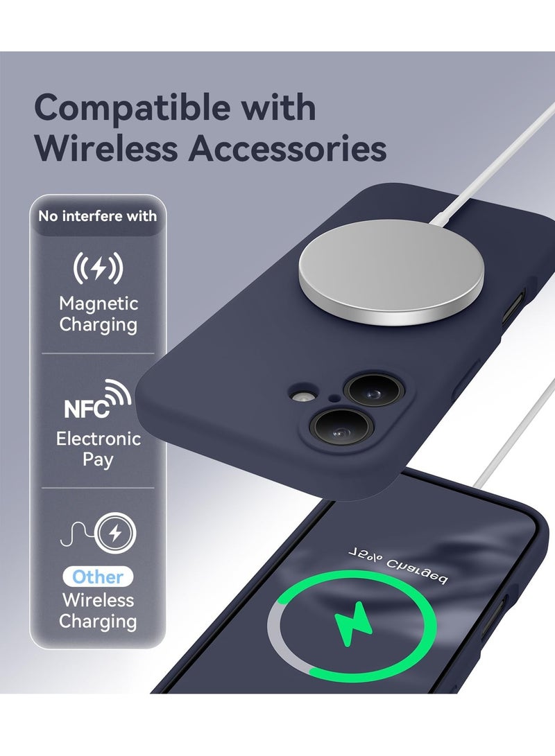 ELTRAZONE Midnight Blue Silicone Case for iPhone 16 [Camera Protection], MagSafe Compatible, Anti-Scratch Microfiber Lining, Includes 2 Screen Protectors - Image 5