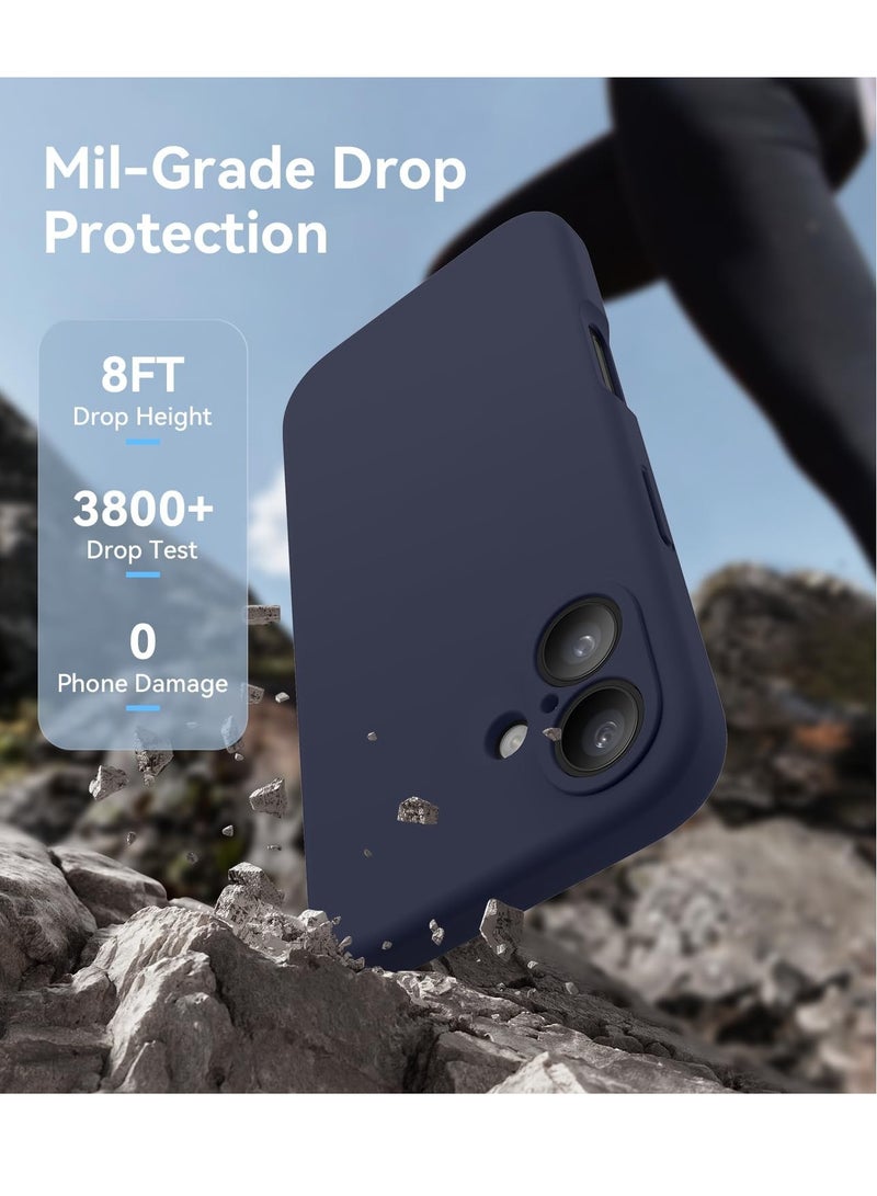 ELTRAZONE Midnight Blue Silicone Case for iPhone 16 [Camera Protection], MagSafe Compatible, Anti-Scratch Microfiber Lining, Includes 2 Screen Protectors - Image 4