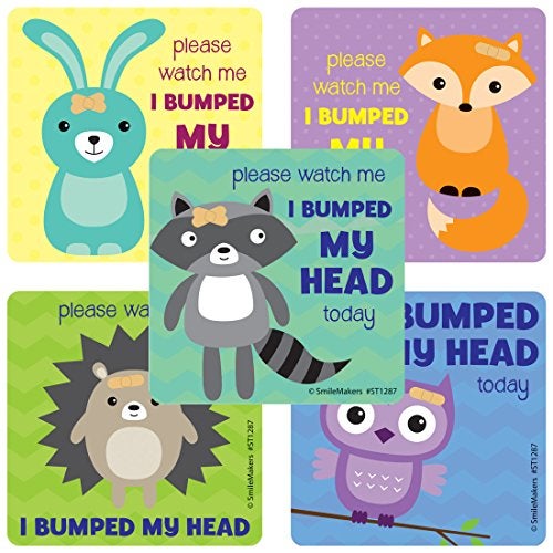 SmileMakers Please Watch me I bumped My Head Stickers Prizes and Giveaways 100 per Pack - Image 1