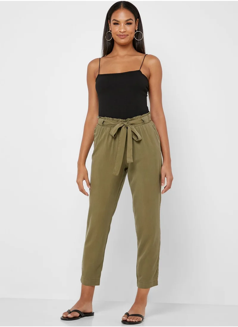 Reserved Tie Waist Crop Pants