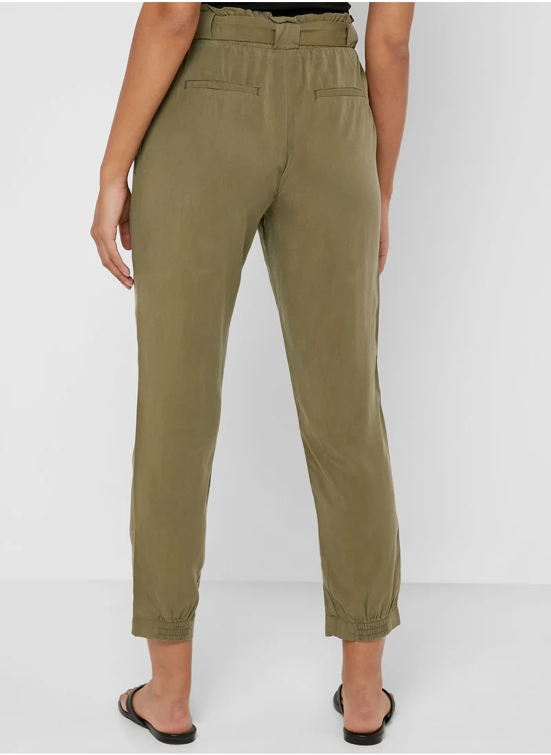 Reserved Tie Waist Crop Pants