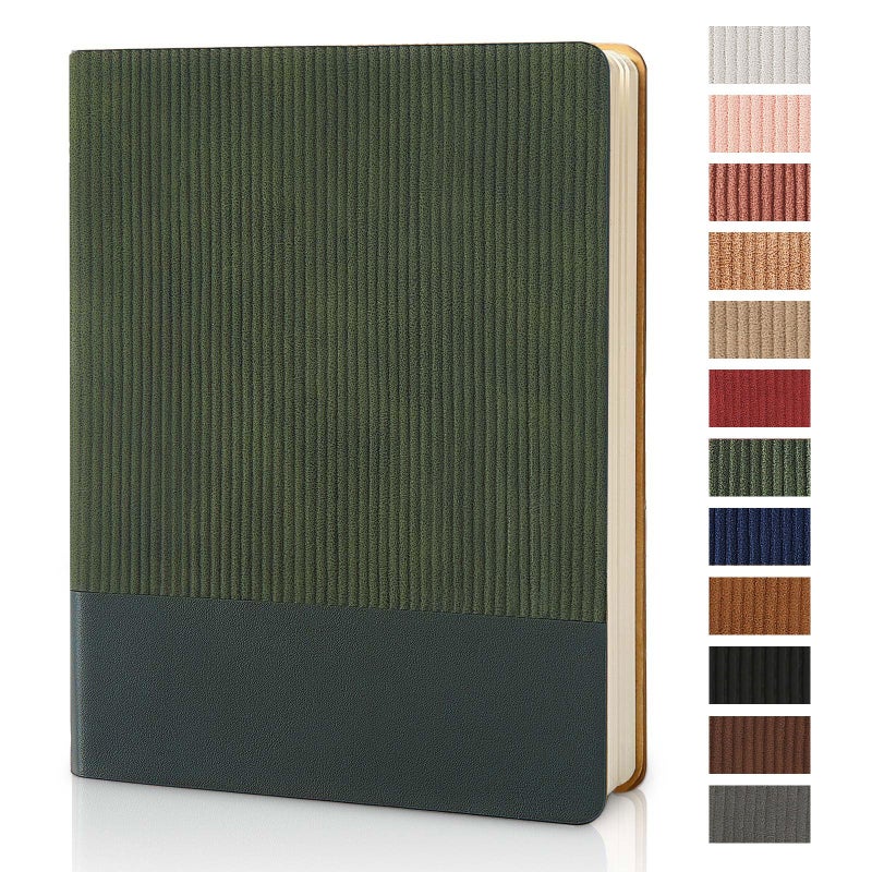 Tsfpapier Lined Journal Notebook For Work College Ruled Note Book 7.2""X9.6"" B5 Pu Leather Daily Journaling 160 Pages For Women Men Writing Home School Supplies Business (Dark Green) - Image 1