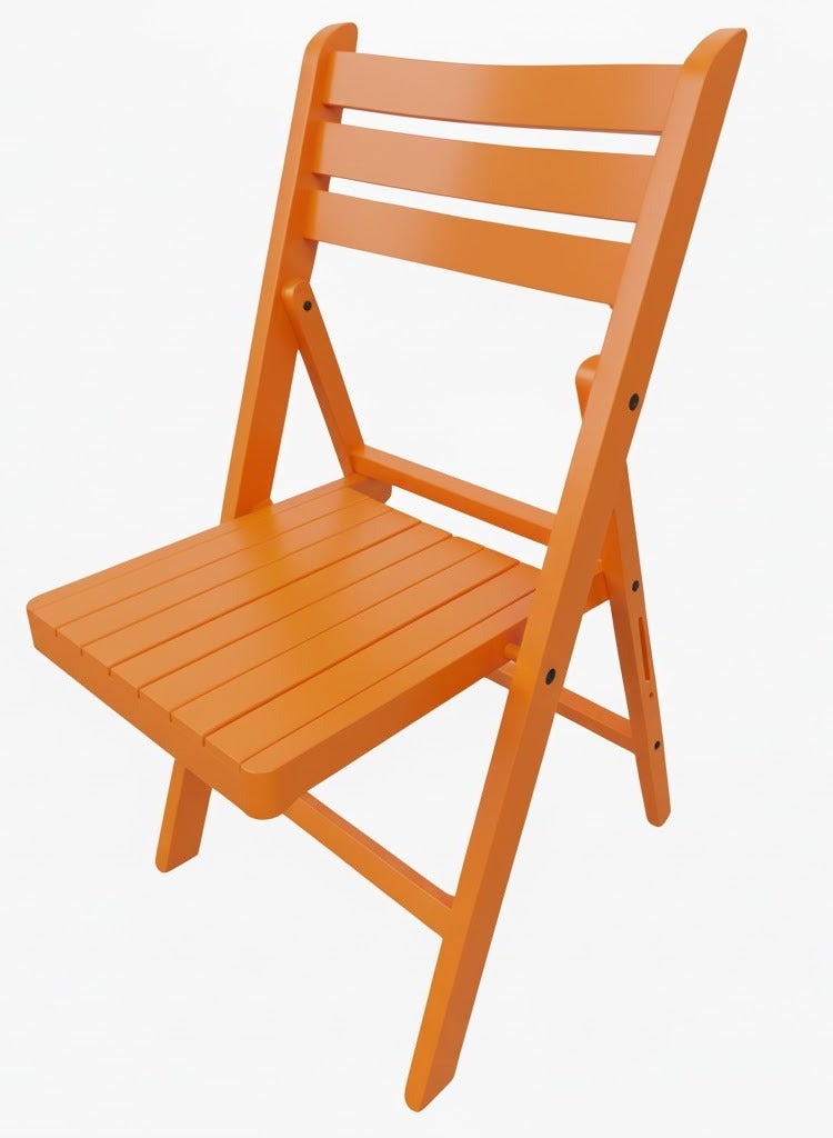 A lightweight Foldable Wooden Chair that's easy to store suitable for the kitchen home gardens orange color