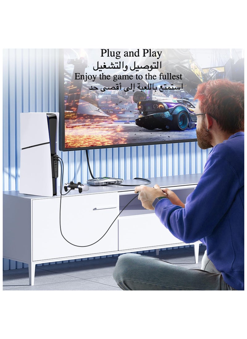 Ipega - ipega 6 Port PS5 Slim USB Hub Extender for PlayStation 5 Slim Digital/Disc Editions USB 2.0 HUB Connection Expander(Black) - Image 1