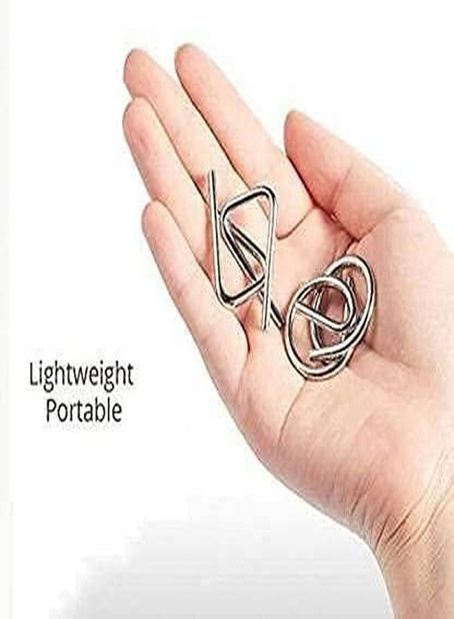 Pluspicks Brain Teasers Metal Wire Puzzle Set of 6 IQ Mental Puzzle Toys for Gifts, Party Favors, Prizes, Disentanglement Puzzle Unlock Interlock Toys IQ Brain Teaser Challenges (6 Pieces) - Image 2