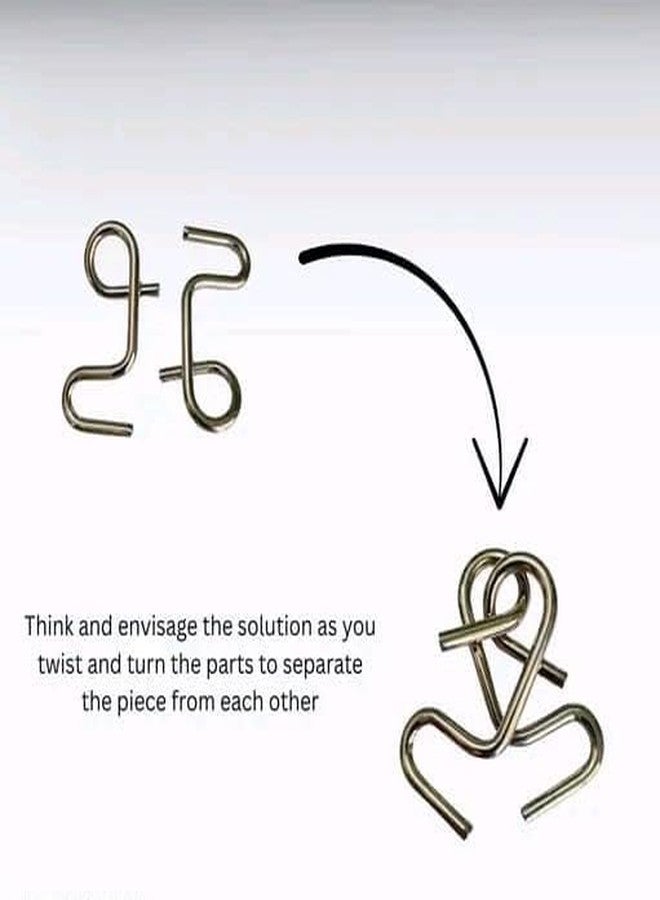 Pluspicks Brain Teasers Metal Wire Puzzle Set of 6 IQ Mental Puzzle Toys for Gifts, Party Favors, Prizes, Disentanglement Puzzle Unlock Interlock Toys IQ Brain Teaser Challenges (6 Pieces) - Image 3