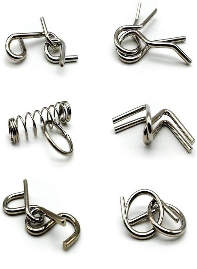 Pluspicks Brain Teasers Metal Wire Puzzle Set of 6 IQ Mental Puzzle Toys for Gifts, Party Favors, Prizes, Disentanglement Puzzle Unlock Interlock Toys IQ Brain Teaser Challenges (6 Pieces) - Image 1