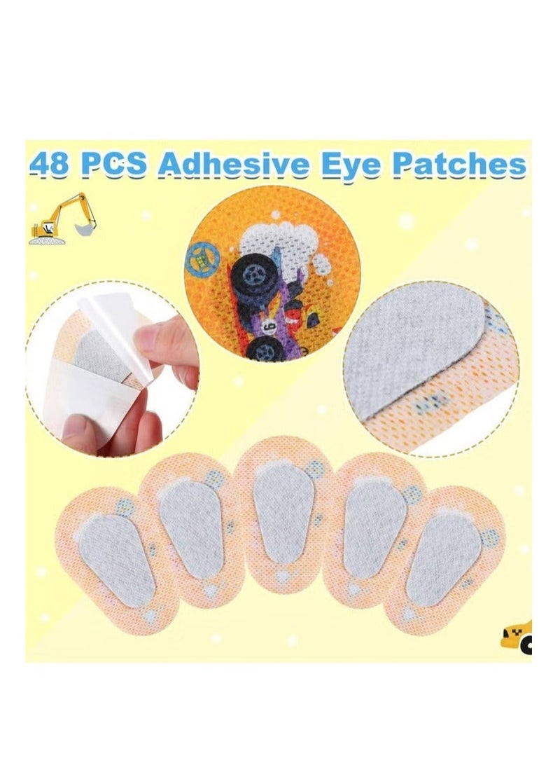 DURKU Adhesive Eye Patches for Kids, 48 Pcs Adhesive Eye Patches for Kids Boys 16 Styles Eye Patches Latex Free Eye Pad Bulk Light Blocking Fun Cute Boys Designs Cotton Adhesive Bandages for Boys Toddler - Image 4