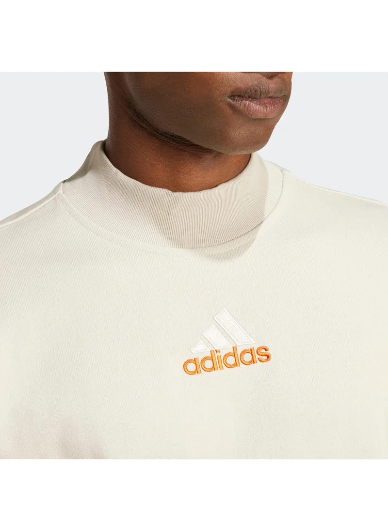 adidas تيشيرت رجالي بيج بياقة عالية من أوريجينالز