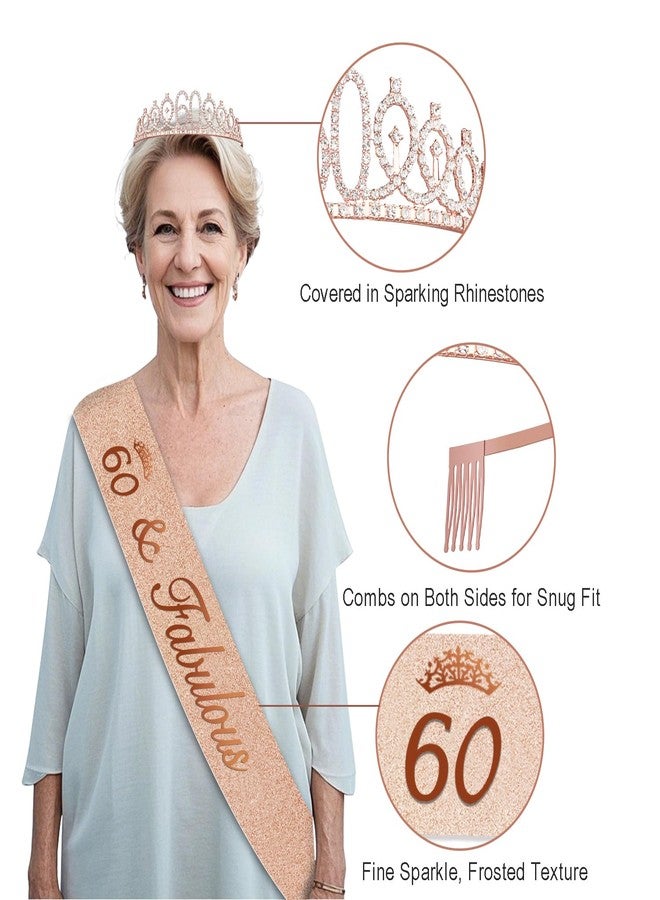 YeohJoy 60th Birthday Decorations for Women,32PCS Back in 1966 Birthday Party Decorations,Including Backdrop, Crown, Sash, banner, Hanging Swirl,Cake Topper,balloons,Paper Fans and Anniversary Card - Image 3