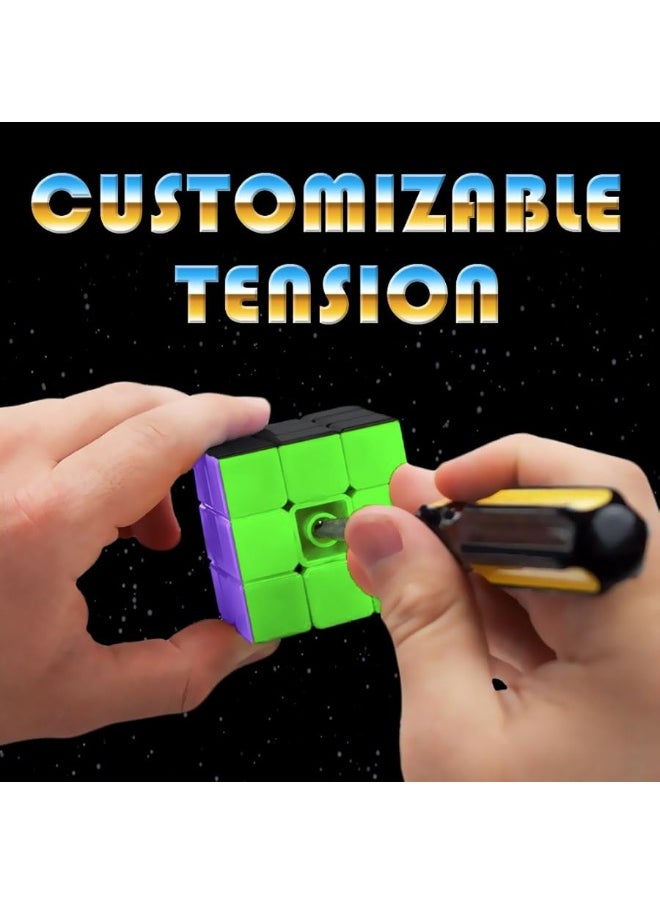 Brybelly - 3 x 3 Stickerless Neon 80s Mod Puzzle Cube - Cool Fidget Toy Engineered for Fun & Speed Solving - Game & Desk Gadget for Adults and Families - Party Favor, Stocking Stuffer, & Stress Relief Activity - Image 1