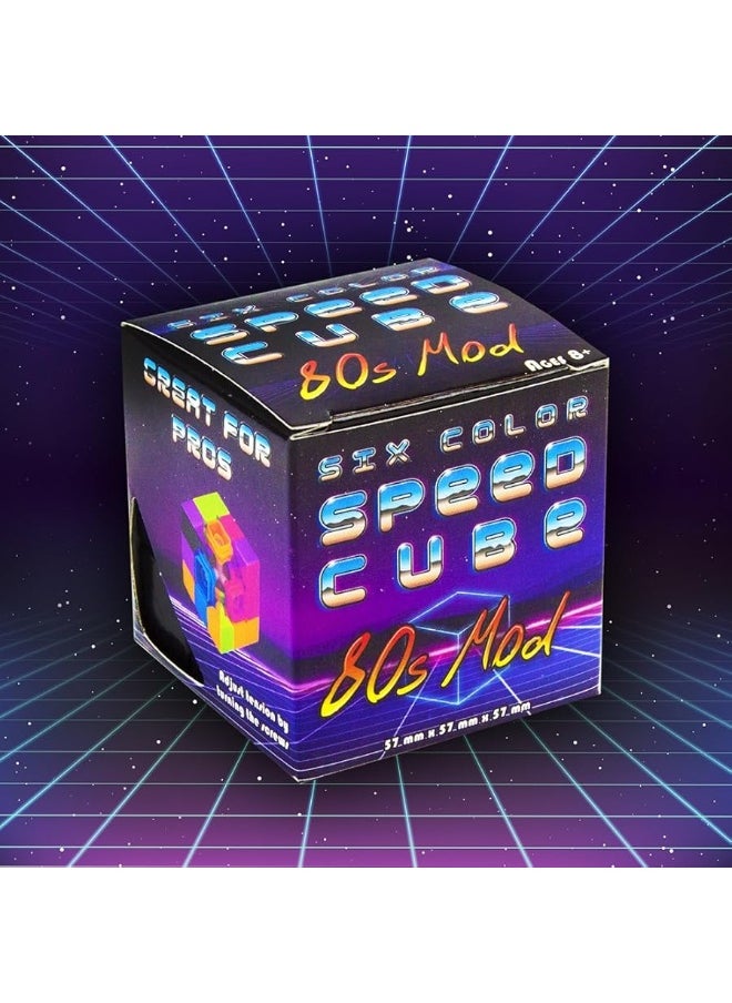 Brybelly - 3 x 3 Stickerless Neon 80s Mod Puzzle Cube - Cool Fidget Toy Engineered for Fun & Speed Solving - Game & Desk Gadget for Adults and Families - Party Favor, Stocking Stuffer, & Stress Relief Activity - Image 1