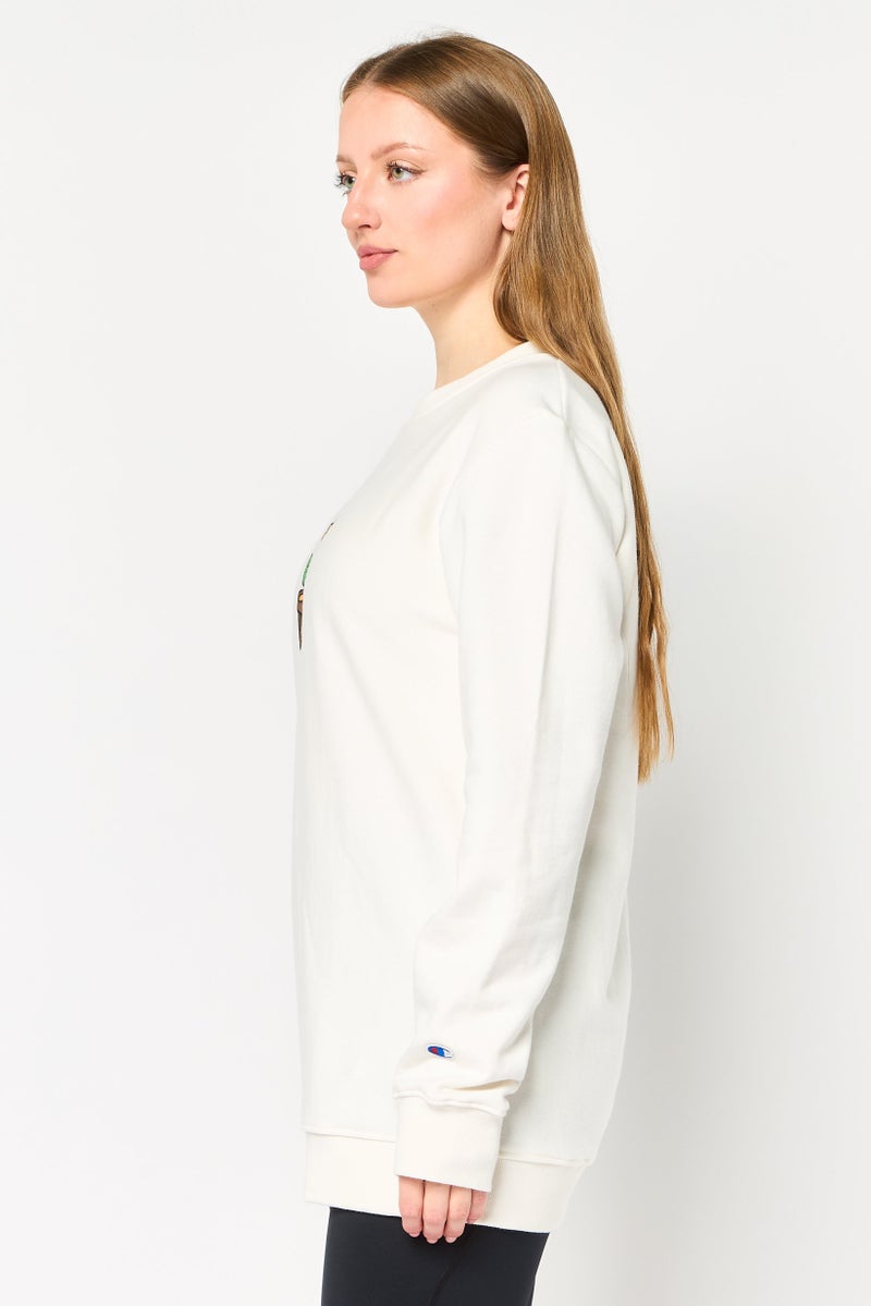 Champion Women Sportswear Fit Long Sleeve Outdoor Sweatshirt, White - Image 3