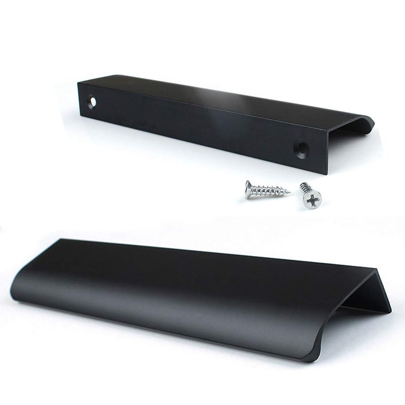Jooja 10 Pack Modern Style Finger Edge Pull Furniture Drawerhandles Hidden Cabinet Kitchen Drawer Handles Knobs,Black 150Mm - Image 1