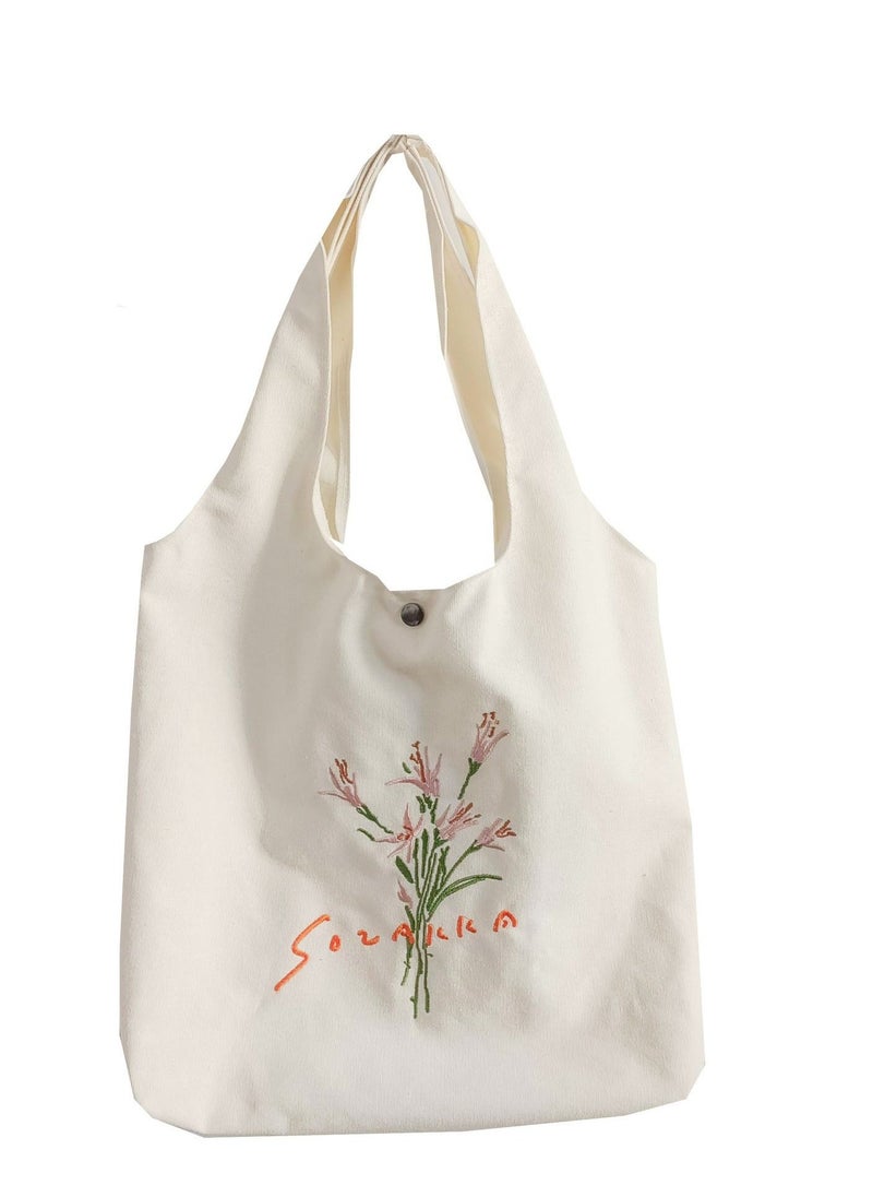 حقيبة قماشية نسائية للنساء والفتيات والأطفال حقيبة كتف مدرسية بسحاب للعمل والشاطئ والغداء والسفر والتسوق وحقيبة البقالة لعيد الأم والمعلم صديقة للبيئة وقابلة للغسل وعصرية - Image 1