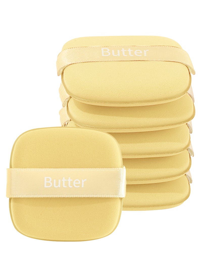 Generic 6Pack Square Powder Sponge Puff, 8.5t Makeup Blending Sponge in Butter Yellow Colors for Flawless Application  - Image 1