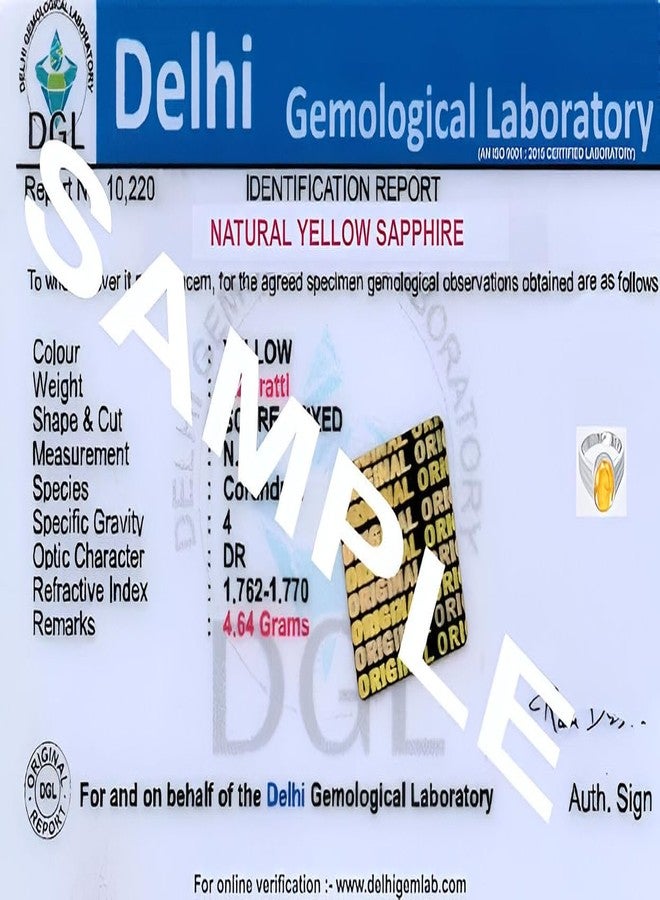 PTM 925 Sterling Silver Yellow Sapphire (Pukhraj) 5.25 Ratti or 5 cts Astrological Gemstone Bis Hallmark Ring for Men & Women - Image 5