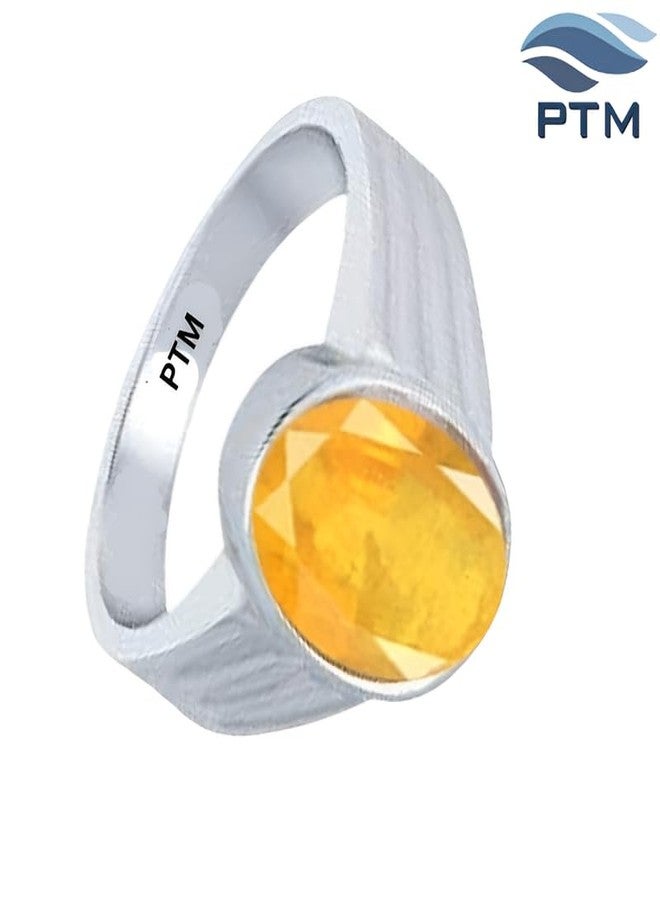 PTM 925 Sterling Silver Yellow Sapphire (Pukhraj) 5.25 Ratti or 5 cts Astrological Gemstone Bis Hallmark Ring for Men & Women - Image 3