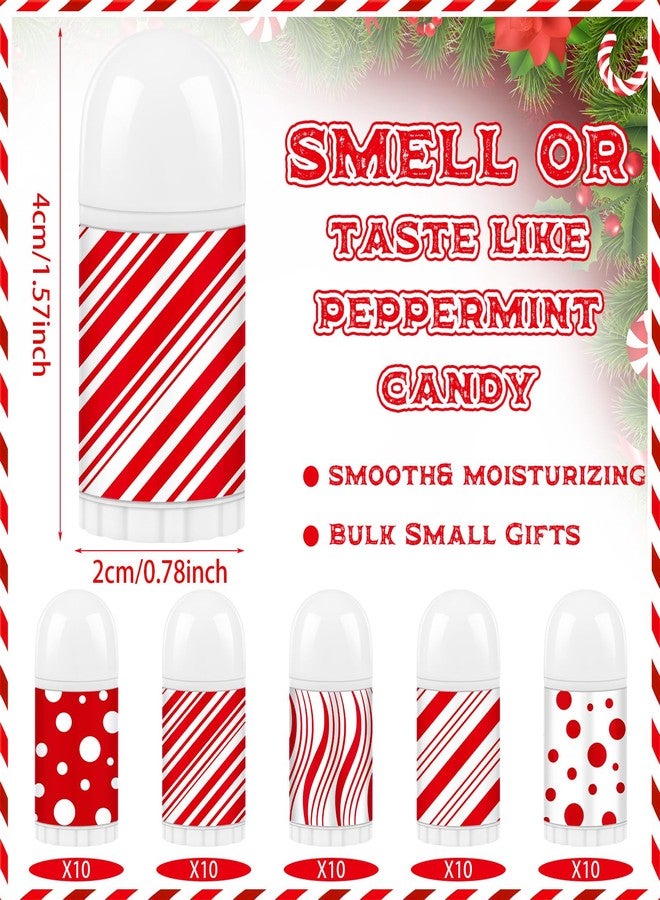 Sacubee 50 Pcs Christmas Lip Balm Bulk Mini Candy Cane Peppermint Flavor Lip Balms Bulk Christmas Stocking Stuffers Xmas Party Gifts Small Thank You Employee Appreciation Gifts for Women Men (Mixed Candy - Image 2