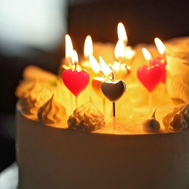 Party Crave Party Crave LoveFilled Celebrations 4pc Red Heart Stick Birthday Cake Candle Set Decoration Item For All Special Occasion Wax Cake Candle4pc - Image 2