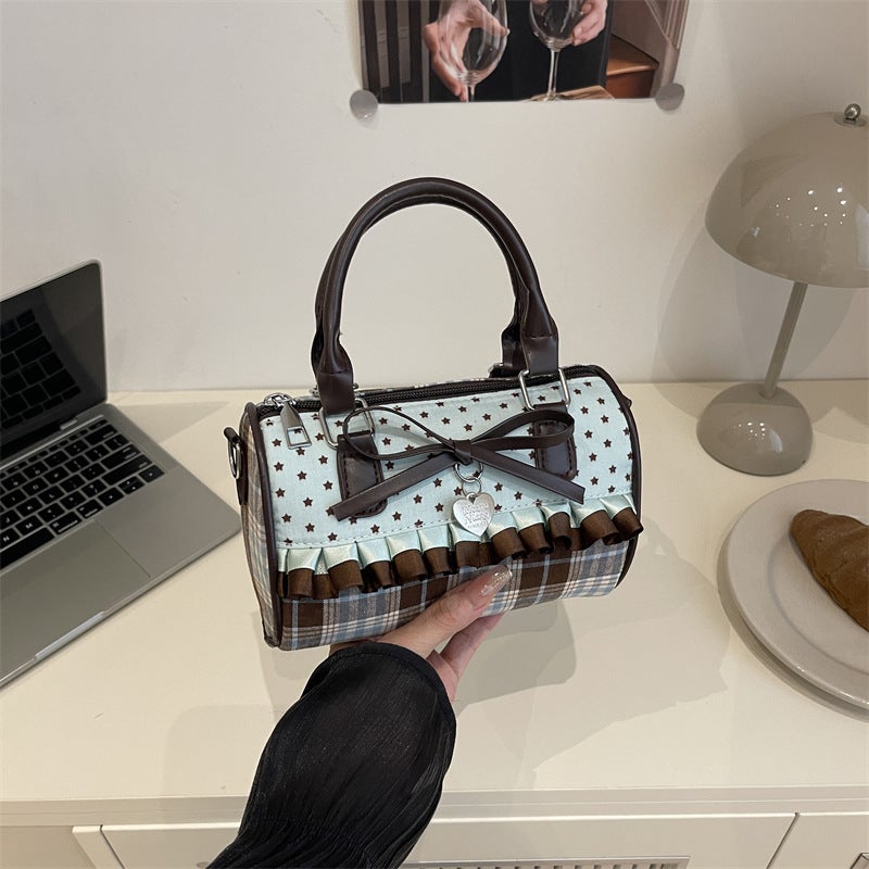 حقيبة كتف نسائية بفيونكة ونقشة منقطة - Image 2