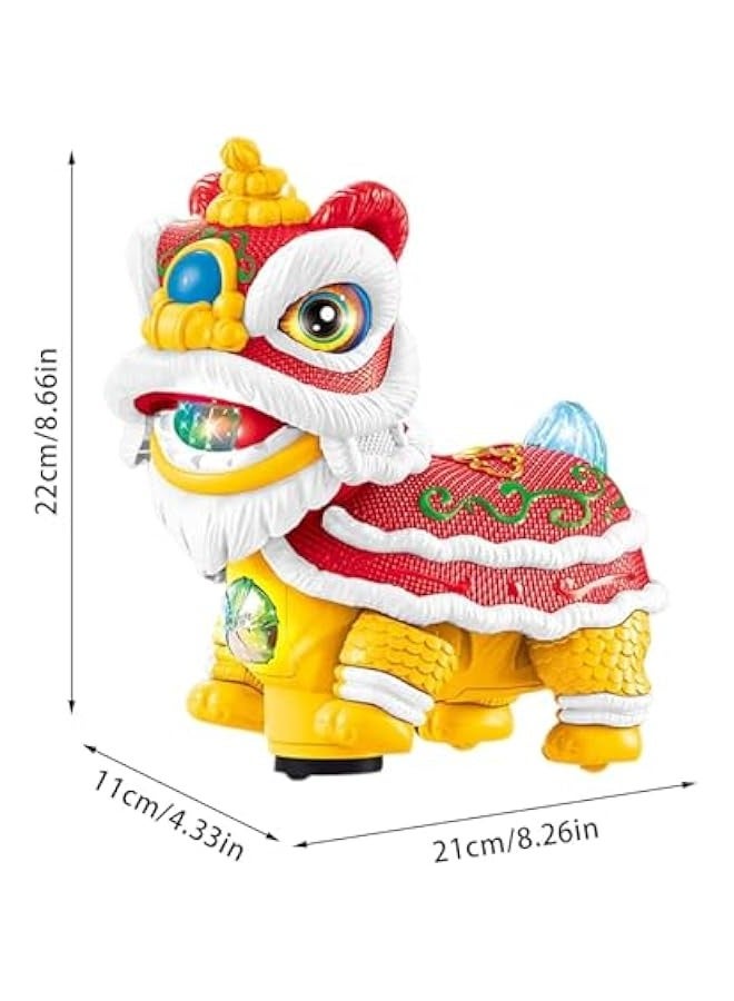 Chinese Lions Dance Toys,Lions Dance with Lights and Music, Funny Shaking Heads Lions Dance Toys for Kids, Chinese New Year Decorations (Red) - Image 2