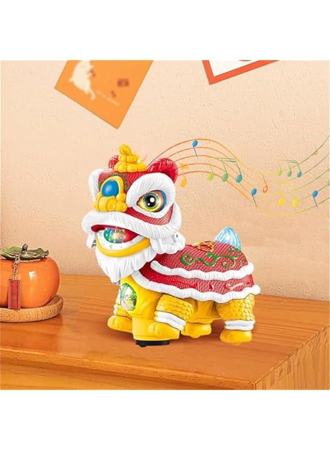 Chinese Lions Dance Toys,Lions Dance with Lights and Music, Funny Shaking Heads Lions Dance Toys for Kids, Chinese New Year Decorations (Red) - Image 3