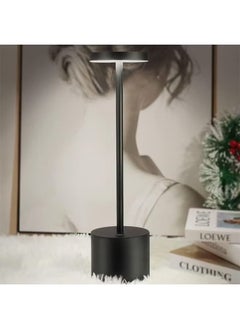 Beauenty Rechargeable Cordless Metal Table Lamp Outdoor Portable Battery Operated Desk Lamps 3-Levels Brightness Wireless Powered Small Night Light for Restaurants Garden Patio Bedroom Black  - Image 1