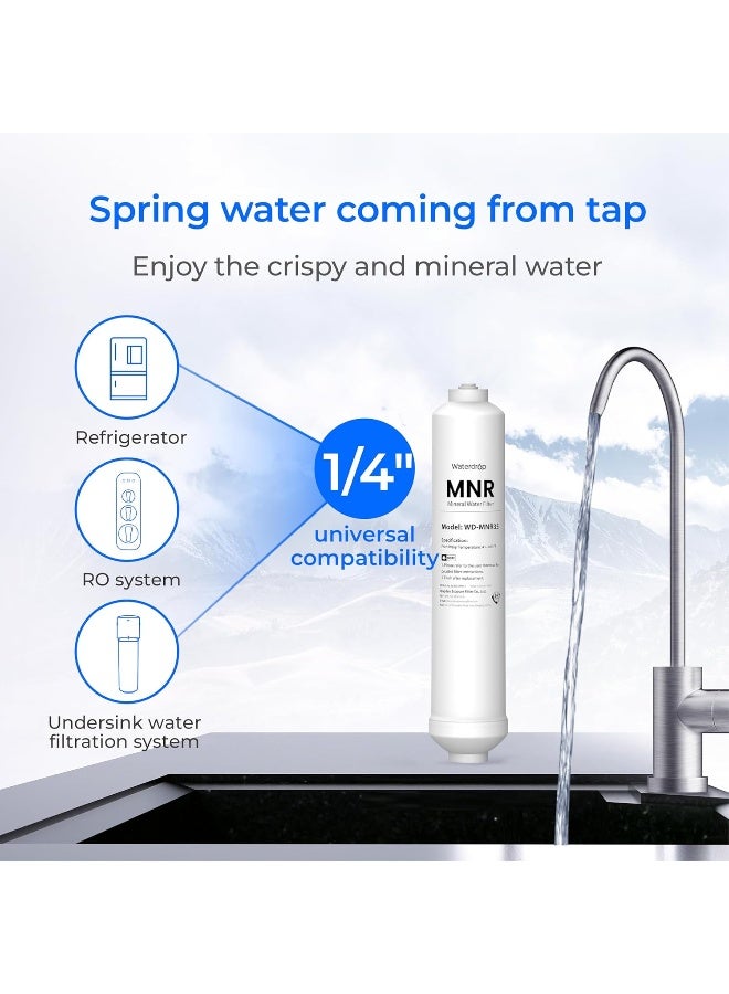Waterdrop Remineralization Filter WD-MNR35, 1/4" Quick Connect Mineral Filter for Reverse Osmosis System, Restore Essential Minerals for RO System, RO Mineral Filter, Under Sink Water Filtration - Image 2