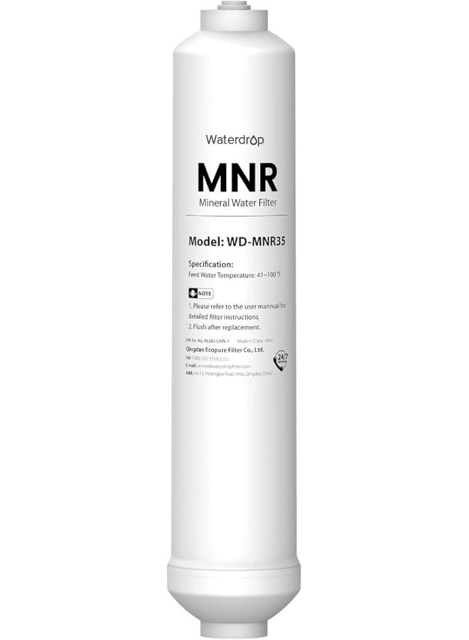 Waterdrop Remineralization Filter WD-MNR35, 1/4" Quick Connect Mineral Filter for Reverse Osmosis System, Restore Essential Minerals for RO System, RO Mineral Filter, Under Sink Water Filtration - Image 1