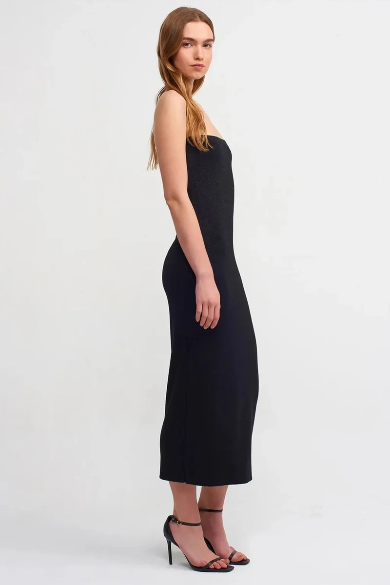 Dilvin Black DILVIN Strapless Midi Bodycon Dress for Women | Best Price UAE
