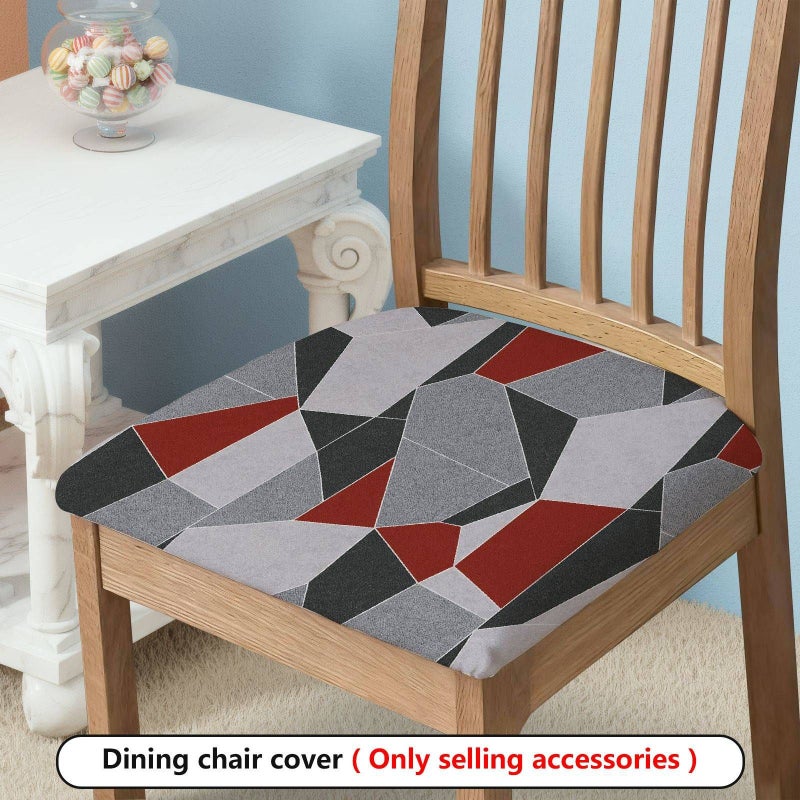 2pcs Washable Geometric Print Stretch Chair Seat Covers 22.44x22.44 inch - Image 2