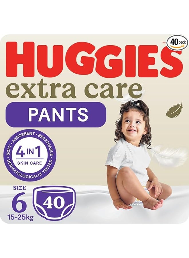 هجيز حفاضات هاجيز إكسترا كير، المقاس 6، 15-25 كجم، عبوة كبيرة، 40 حفاضًا - Image 1