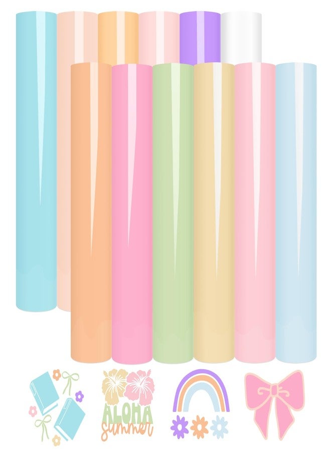 WRAPXPERT Boho Color Permanent Vinyl Sheets - 12 Sheets Bundle 12"x12" Pastel Colors Craft Vinyl Sheets Glossy Adhesive Vinyl Craft Cutters DIY Projects - Image 1