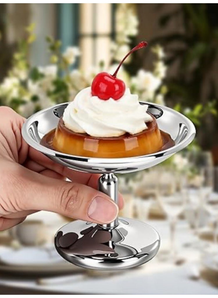 JoyousSto Stainless Steel Ice Cream Bowls Vintage Silver Serving Pudding Dessert Cup Sauce Bowls Metal Round Footed Yogurt Snack Candy Cups for Mousse Fruit Salad Cake Wedding Party Favor - Image 1
