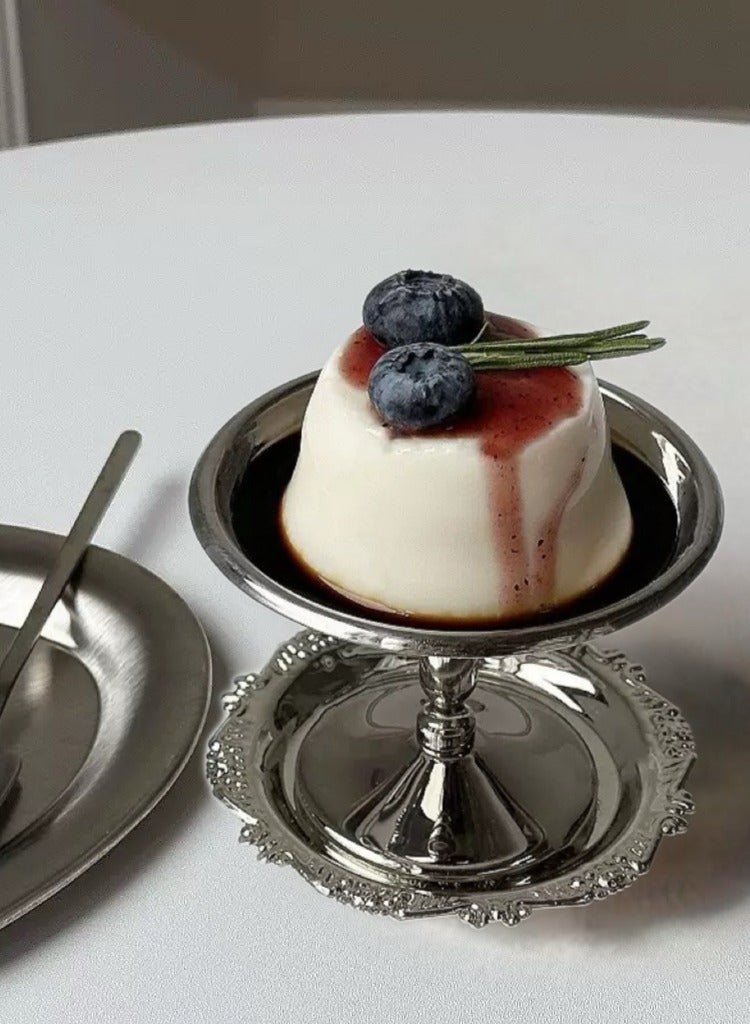JoyousSto Stainless Steel Ice Cream Bowls Vintage Silver Serving Pudding Dessert Cup Sauce Bowls Metal Round Footed Yogurt Snack Candy Cups for Mousse Fruit Salad Cake Wedding Party Favor - Image 2