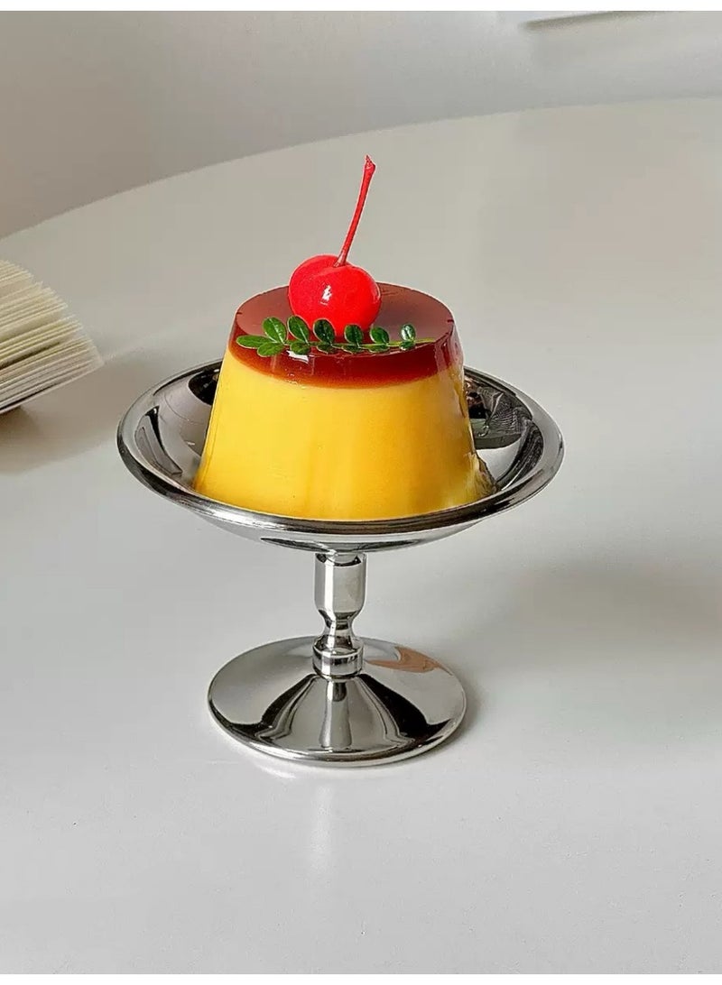 JoyousSto Stainless Steel Ice Cream Bowls Vintage Silver Serving Pudding Dessert Cup Sauce Bowls Metal Round Footed Yogurt Snack Candy Cups for Mousse Fruit Salad Cake Wedding Party Favor - Image 5
