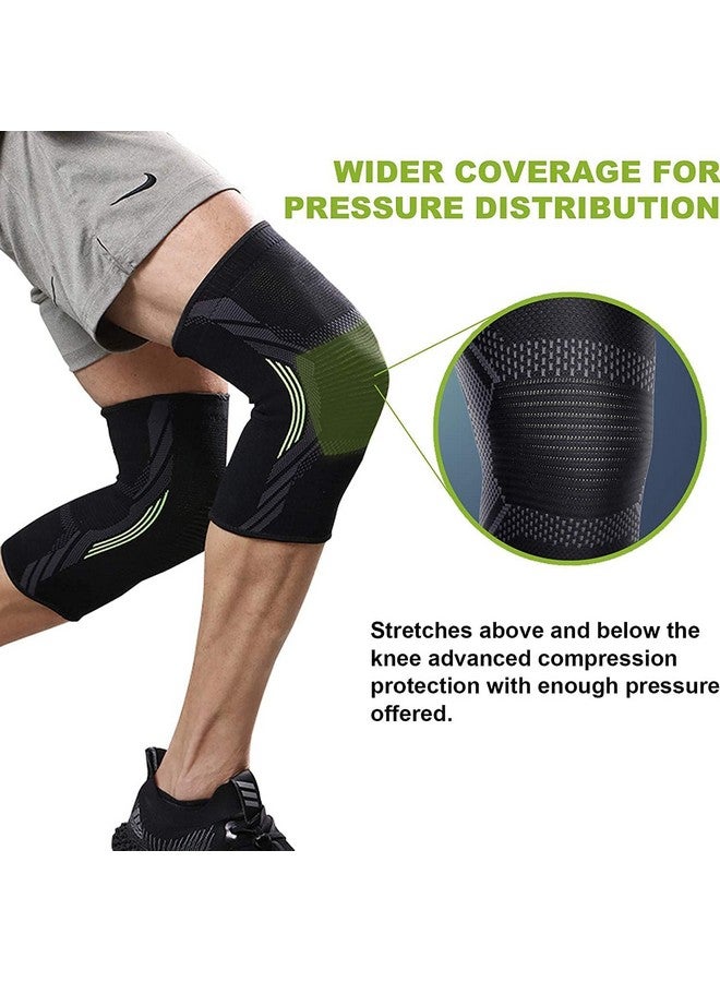 serveuttam Nylon, Knee Support For Men (1Pair) ?Ortho Knee Cap Women | Knee Sleeves For Running Jogging Gym Squats | 4 Way Compression | Sleeves For Sports Arthritis Pain (Green And Black, S) - Image 5
