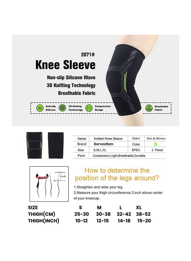 serveuttam Nylon, Knee Support For Men (1Pair) ?Ortho Knee Cap Women | Knee Sleeves For Running Jogging Gym Squats | 4 Way Compression | Sleeves For Sports Arthritis Pain (Green And Black, S) - Image 2