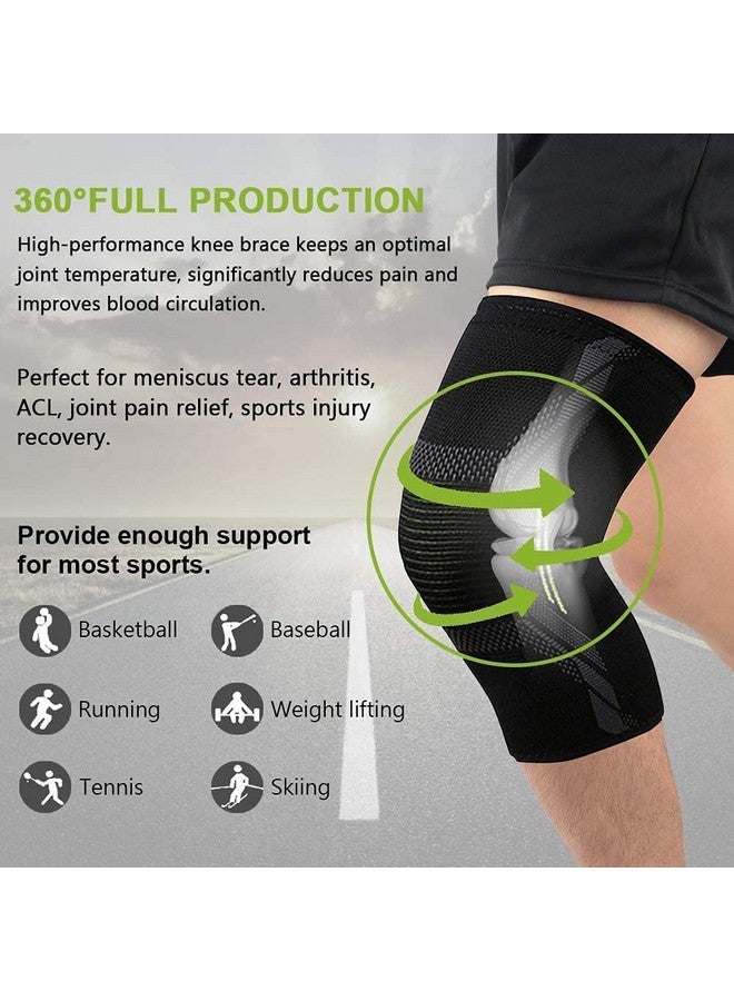 serveuttam Nylon, Knee Support For Men (1Pair) ?Ortho Knee Cap Women | Knee Sleeves For Running Jogging Gym Squats | 4 Way Compression | Sleeves For Sports Arthritis Pain (Green And Black, S) - Image 3