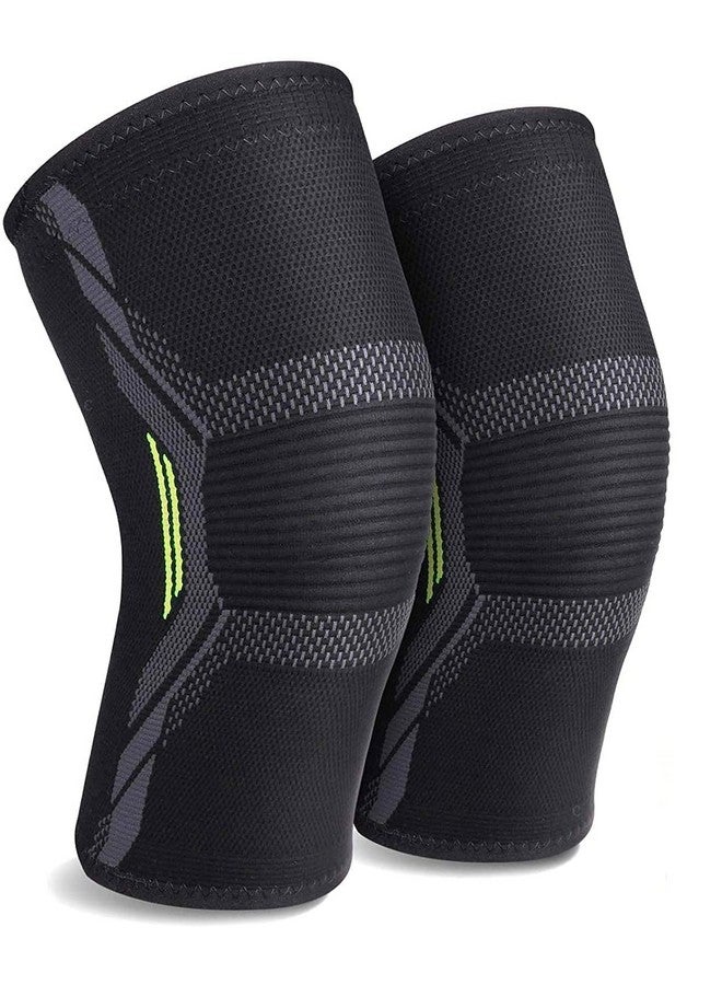 serveuttam Nylon, Knee Support For Men (1Pair) ?Ortho Knee Cap Women | Knee Sleeves For Running Jogging Gym Squats | 4 Way Compression | Sleeves For Sports Arthritis Pain (Green And Black, S) - Image 1